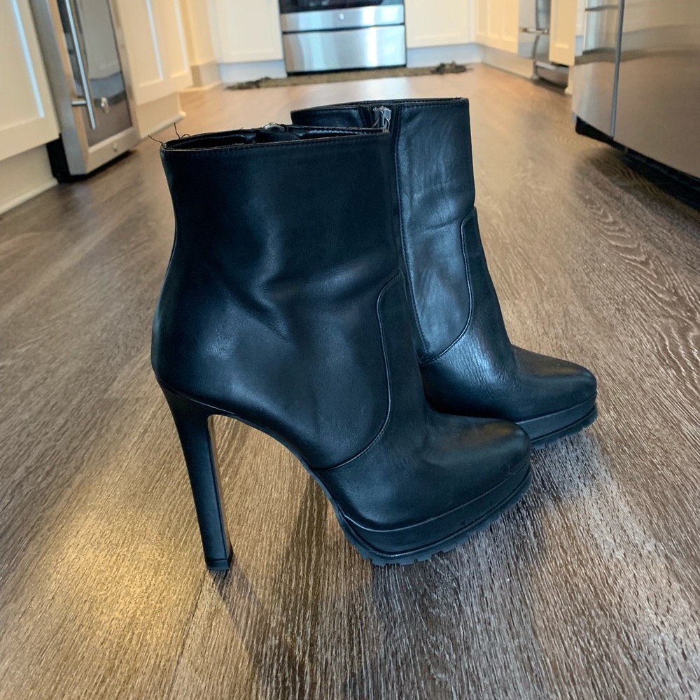 Zara black leather booties